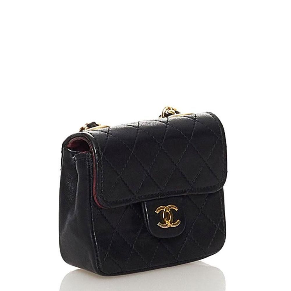 Chanel Chain Belt Waist Bag Mini Matelasse Black Lambskin - Picture 3 of 8